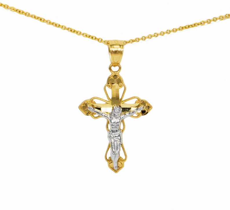 10k Gold Cross Pendant With Crucifix Charm