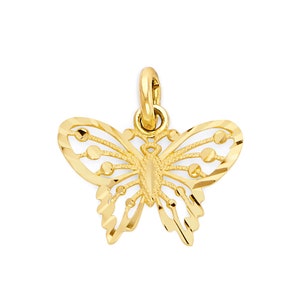 Solid Gold Butterfly Charm for Bracelet, 10k or 14k Solid Gold Butterfly Pendant Gift for Women Personalized Gift for Mom, Anniversary Gift