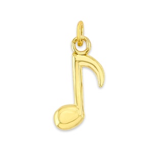 Mini Real Solid Gold Music Note Charm Available in 10k or 14k Gold, Micro Charm to attach to Charm Bracelet or Necklace