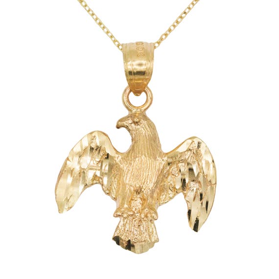 10k Yellow Gold Eagle Necklace With Chain Animal Image 0