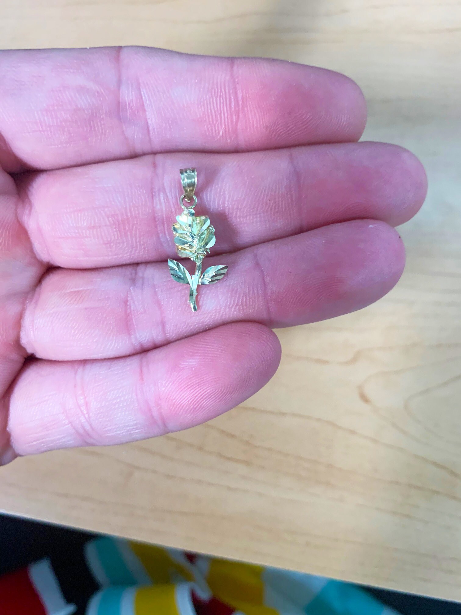 10k Real Solid Gold Rose Necklace Flower Pendant for Women Etsy