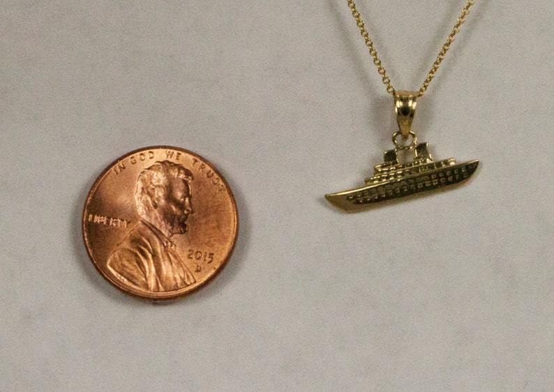 Sailing Jewelry Hobby Jewelry Gift Gold Birthday Gift 10k Yellow Gold Ship Necklace 10k Yellow Gold Cruise Ship Light Pendant Ship Charms