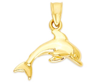 10k Gold Dolphin Necklace, Dolphin Jewelry Animal Pendant for Her Birthday Beach Layering Necklace for Women, Animal Lover Gift for Girl