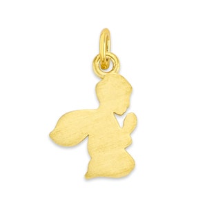 Mini Solid Gold Angel Charm: 10k/14k Religious Pendant