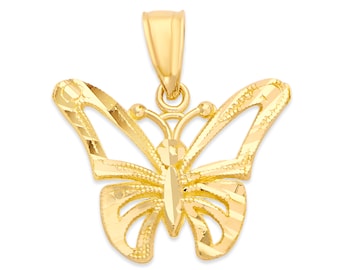14k Real Solid Gold Butterfly Necklace, Butterfly Wings Pendant Gifts for Birthday Womens Necklace, Gifts for Valentines Day Butterfly Charm