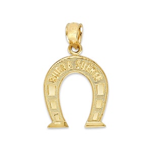 10k or 14k Real Solid Gold Horseshoe Pendant Necklace, Lucky Charm Gifts for Him or Her, Buena Suerte Jewelry