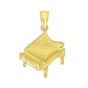 14k Solid Gold Grand Piano Pendant: Musician Jewelry Gift