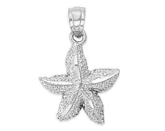 Starfish Pendant, Necklace in Hammered Solid 925 Sterling Silver ...