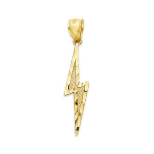 Gold Lightning Bolt Pendant Necklace, 10k or 14k Gold Thunderbolt Charm for Men and Women, Greek Mythology Zeus Jewelry