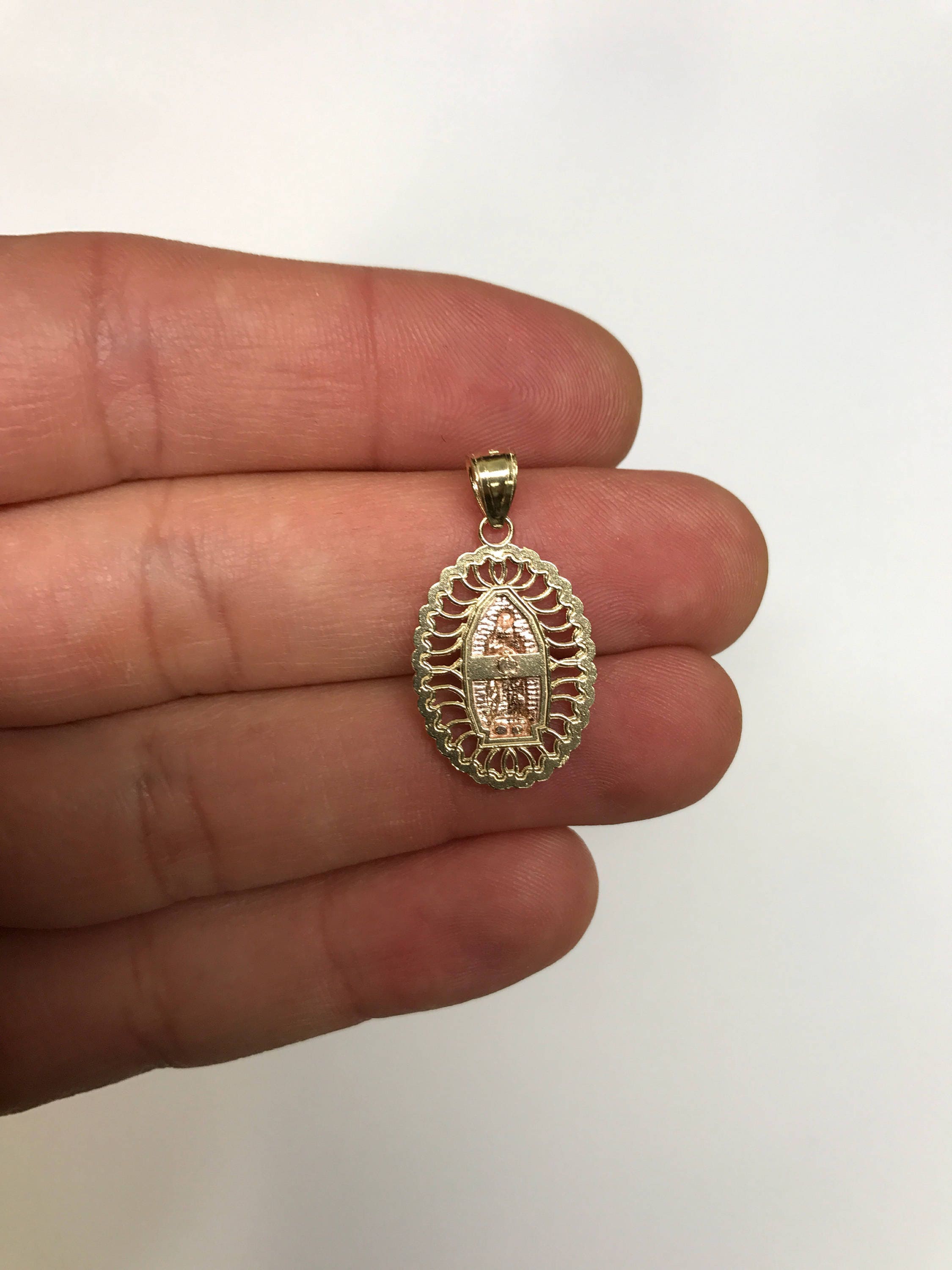 10k Solid Gold Guadalupe Necklace: Religious Virgin Mary Jewelry - Etsy