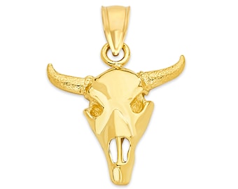 10k gouden stierenschedel hanger ketting - westerse sieraden cadeau