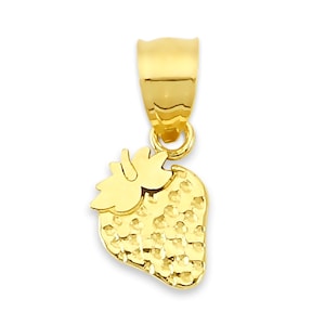 Dainty 10k/14k Solid Gold Strawberry Pendant: Summertime Necklace Gift
