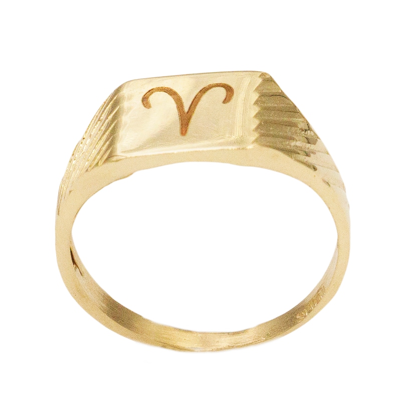 10k Solid Gold Zodiac Ring Available in Every Zodiac Engraved Etsy