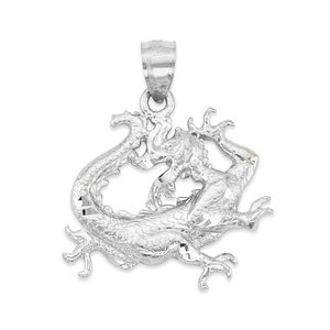 Silver Dragon Pendant for Necklace, 925 Sterling Silver Chinese Dragon Zodiac Necklace Chinese Lunar New Year Jewelry Gift for Her