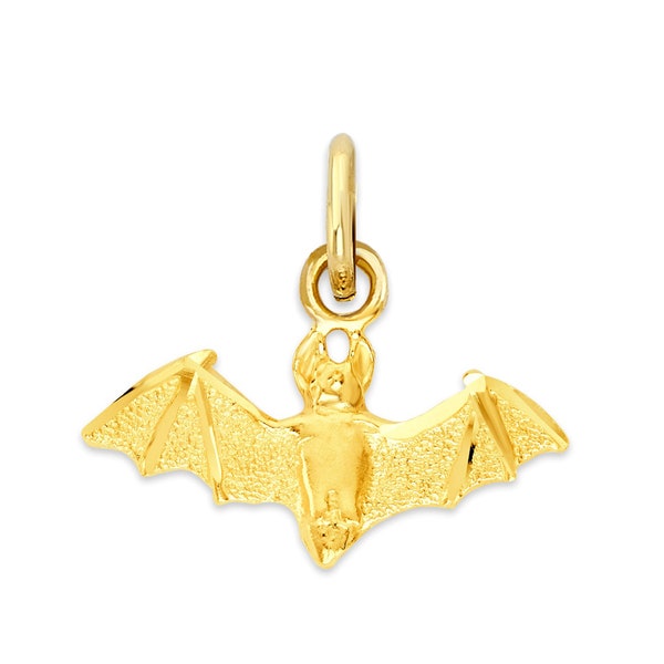 Real Solid Gold Bat Charm in 10k or 14k Gold, Vampire Charm for Bracelet Gothic Jewelry Gifts for Her Animal Jewelry