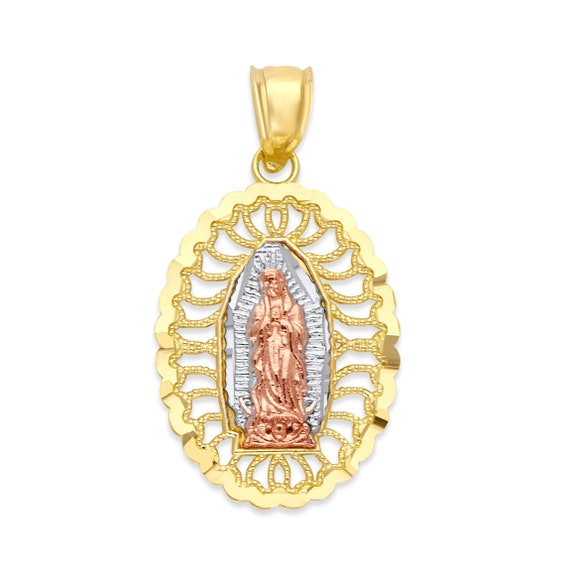Virgen de guadalupe cheap pendant white gold