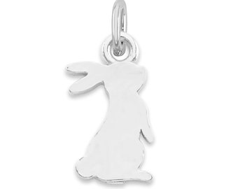 925 Sterling Silver Rabbit Charm Pendant - Bunny Jewelry Making Accessory for Bracelets & Necklaces