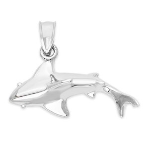 Sterling Silver Shark Pendant Necklace: Surfer Charm, Handmade