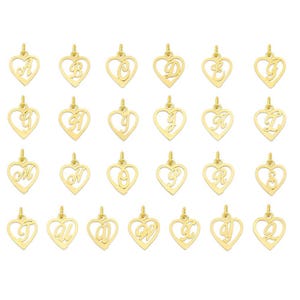 Piccolo ciondolo a forma di cuore in oro massiccio: ciondolo con lettera personalizzata in oro 10k/14k