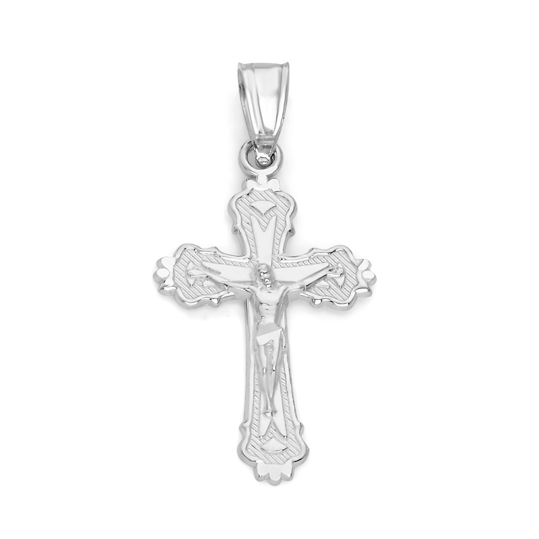 925 Sterling Silver Crucifix Necklace, Cross Pendant Baptism Cross ...