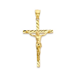 Solid Gold Crucifix Pendant: 10k/14k Religious Jesus Piece Jewelry