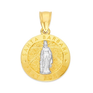 Gold Santa Barbara Pendant 10k or 14k St Barbara Protection Necklace Military Jewelry Gifts Saint Pendant Necklace Confirmation Gift for Her