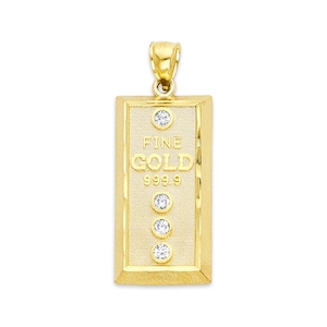 Massieve 10k of 14k goudstaaf hanger voor ketting, goudstaaf ketting voor mannen Good luck geschenken gouden hanger, nieuwe baan cadeau voor haar verjaardag