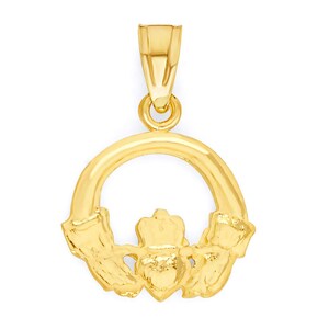 10k Gold Claddagh Pendant Real Solid Gold Irish Jewelry - Etsy
