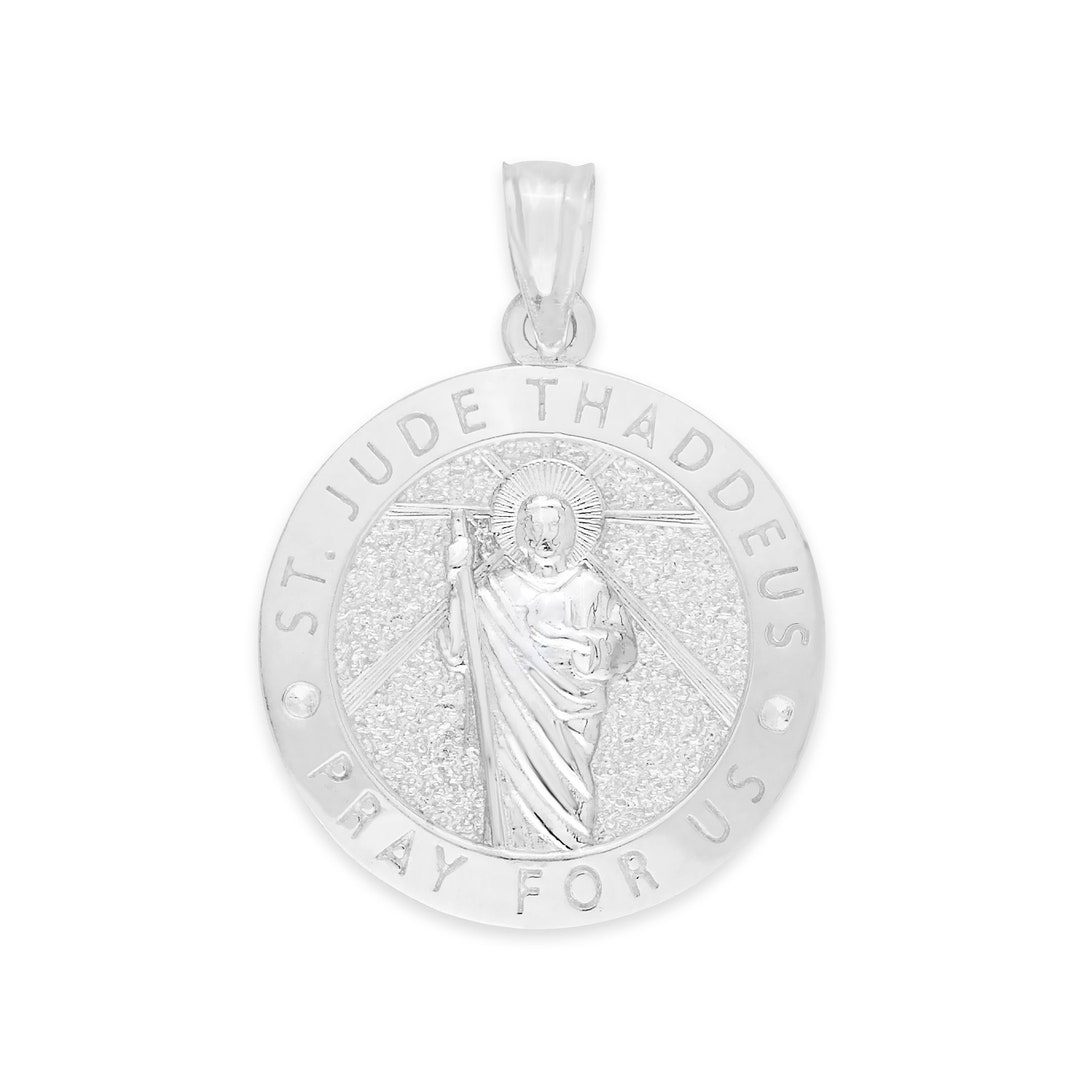 Sterling Silver Saint Jude Medallion: Religious Prayer Necklace - Etsy