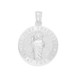 925 Sterling Silver Saint Jude Medallion, Religious Engravable Necklace for Prayer, St Jude Medal Religious Gifts, Patron of Hopeless Cause