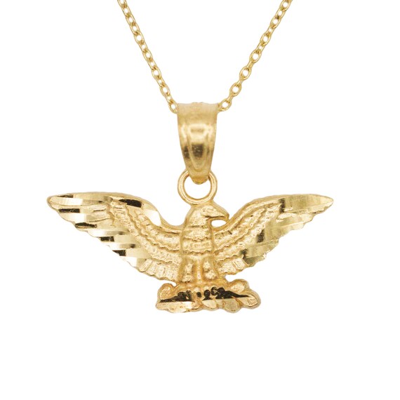 10k Yellow Gold Eagle Necklace With Chain Animal Image 0