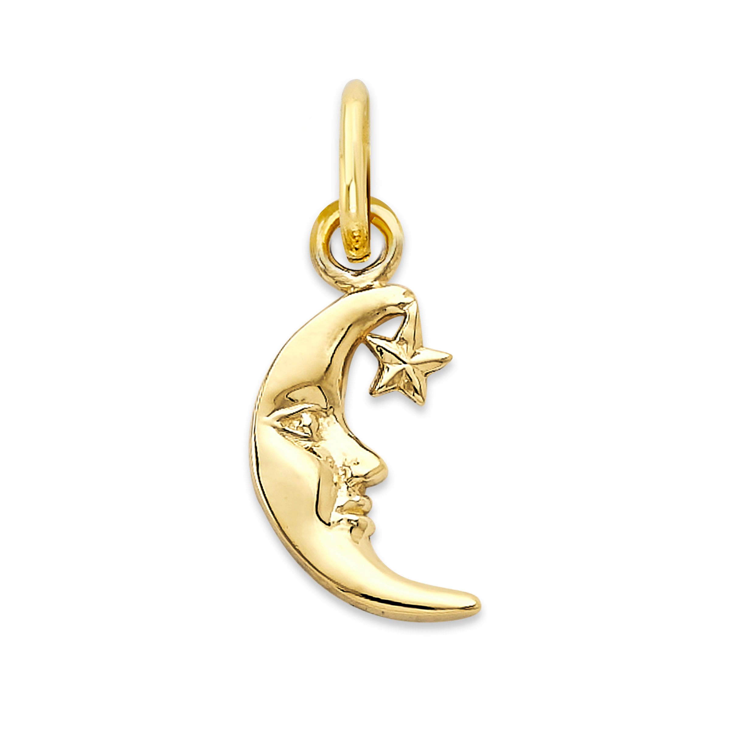 Solid 10k/14k Gold Crescent Moon Charm, Moon and Star Charm for Women Anniversary Celestial Gift for Her Gold Crescent Moon Jewelry