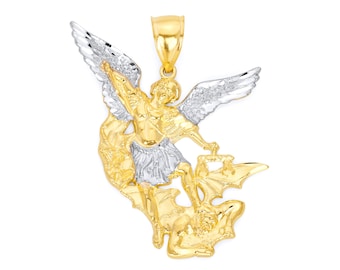 Großer 585er Massivgold Michael Anhänger: Religiöser Schmuck