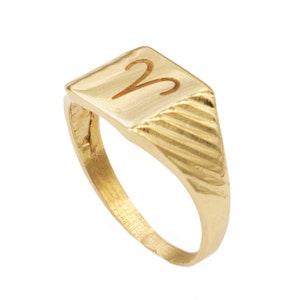 10k Solid Gold Zodiac Ring: Engraved Horoscope Jewelry