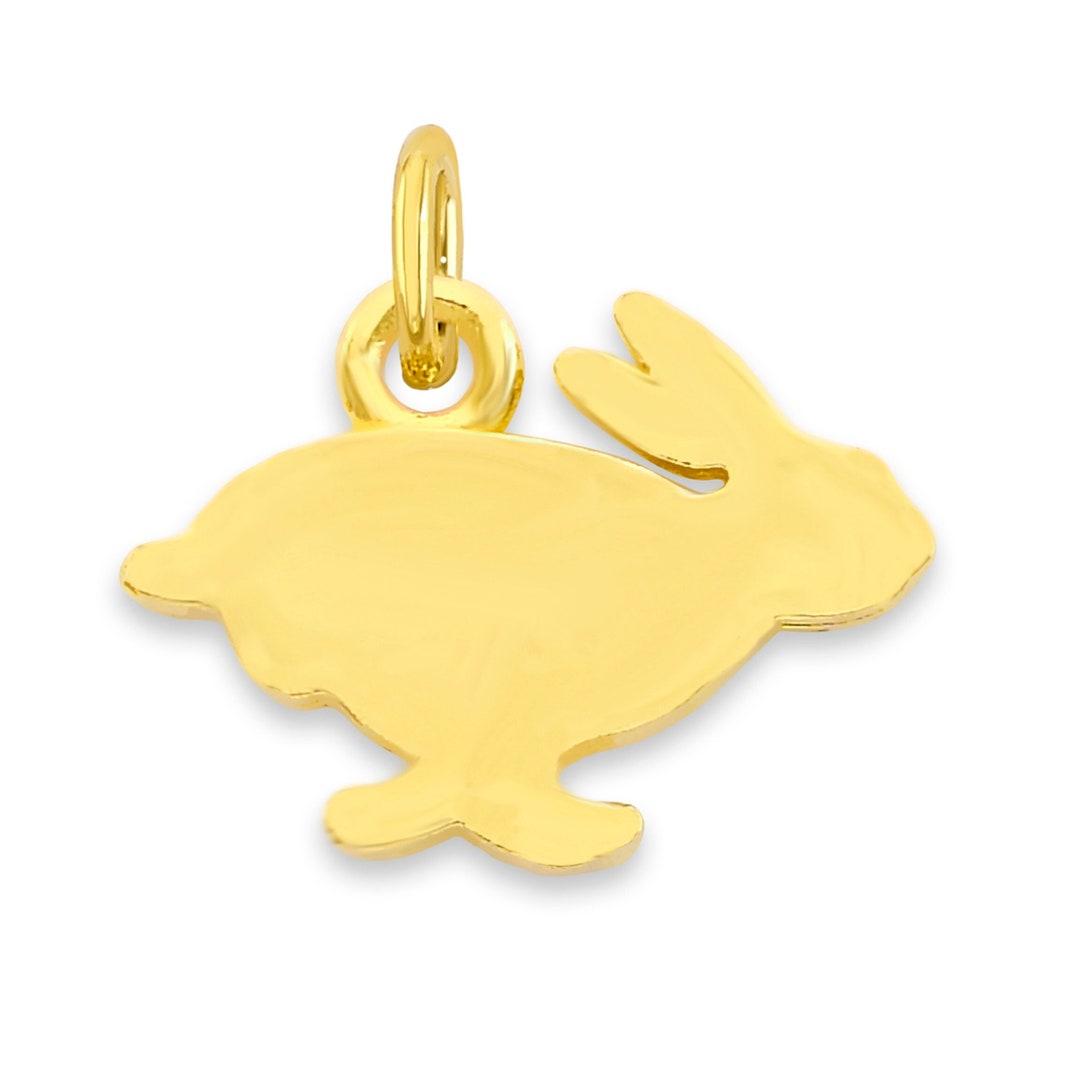 Mini Real Solid Gold Rabbit Charm Available in 10k or 14k Gold, Micro ...