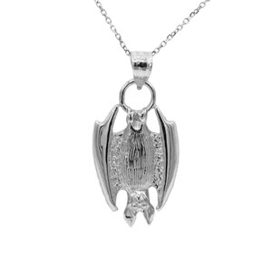 Sterling Silver Bat Pendant Necklace: Vampire Jewelry Gift