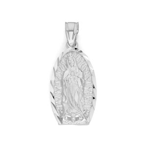 10k White Gold Virgin Mary Necklace: Handmade Catholic Jewelry
