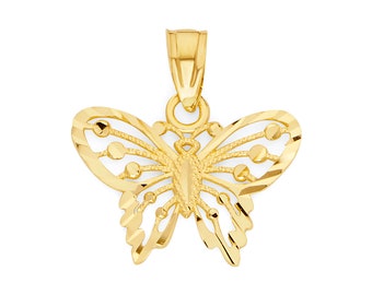 14k Real Solid Gold Butterfly Necklace with Thin Gold Chain, Butterfly Charm Gifts for Her, Dainty Butterfly Pendant Jewelry