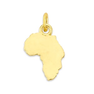 Mini Real Solid Gold Africa Charm Available in 10k or 14k Gold, Dainty Cute Africa Charm to attach to Charm Bracelet or Necklace