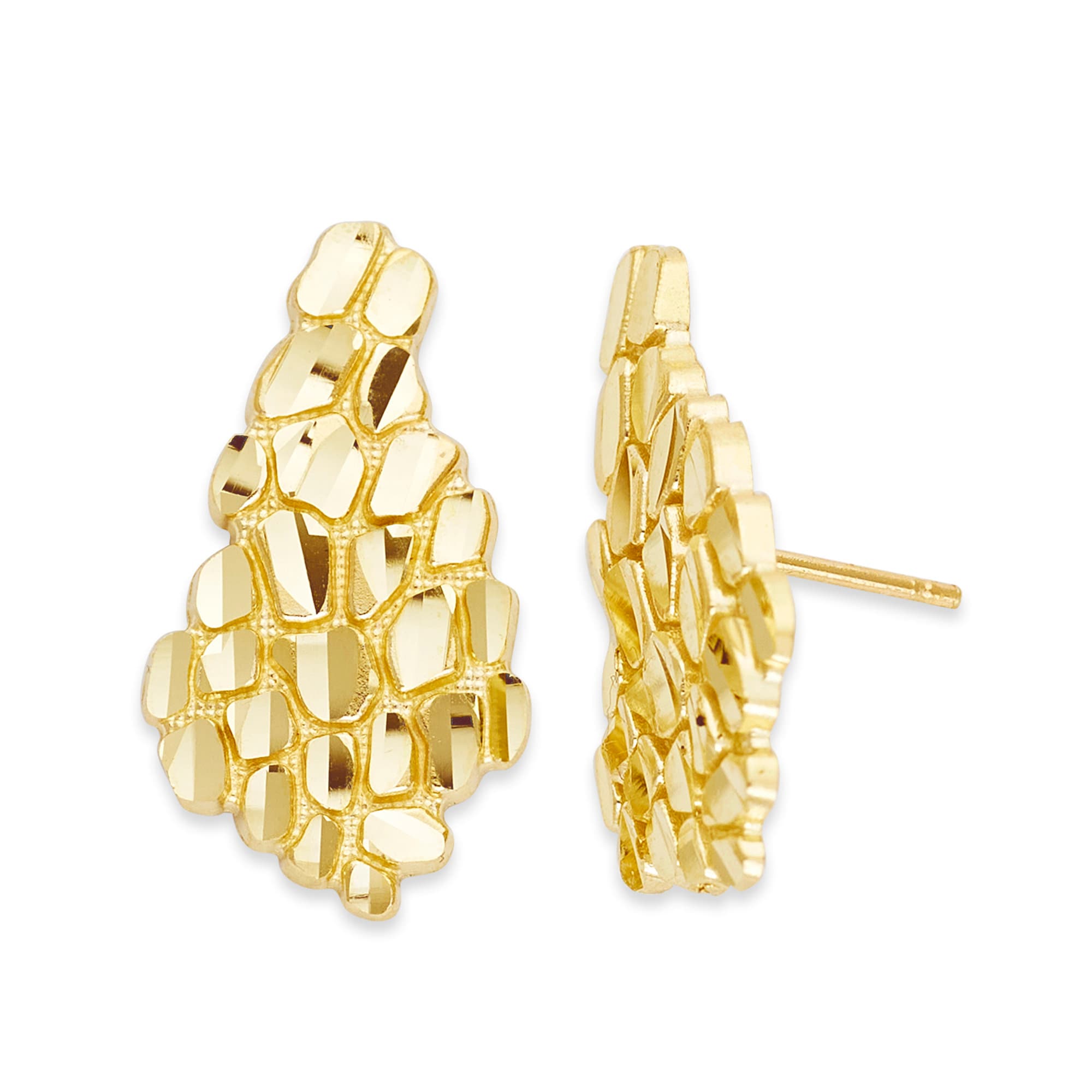 14k Solid Gold Nugget Stud Earrings Large Ear Ring Gifts for Etsy
