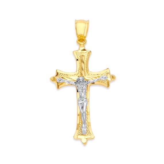 14k Solid Gold Crucifix Pendant 