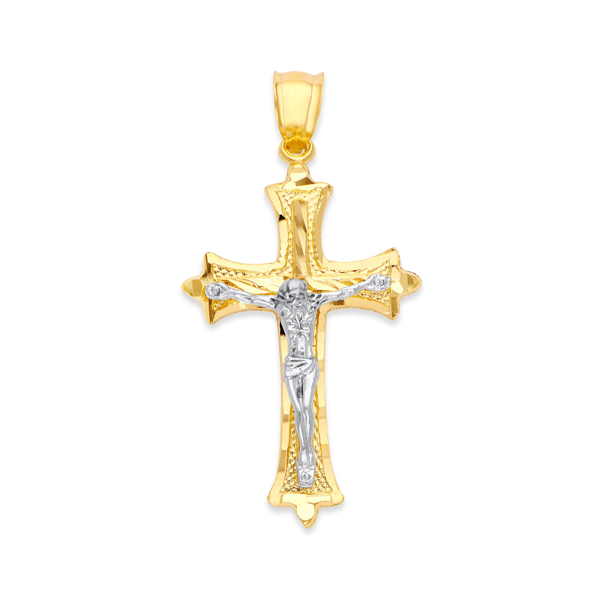 14k Solid Gold Crucifix Pendant 