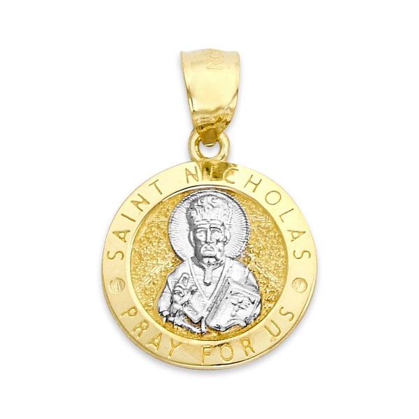 10k Solid Gold Saint Nicholas Medallion: Patron of Children Pendant