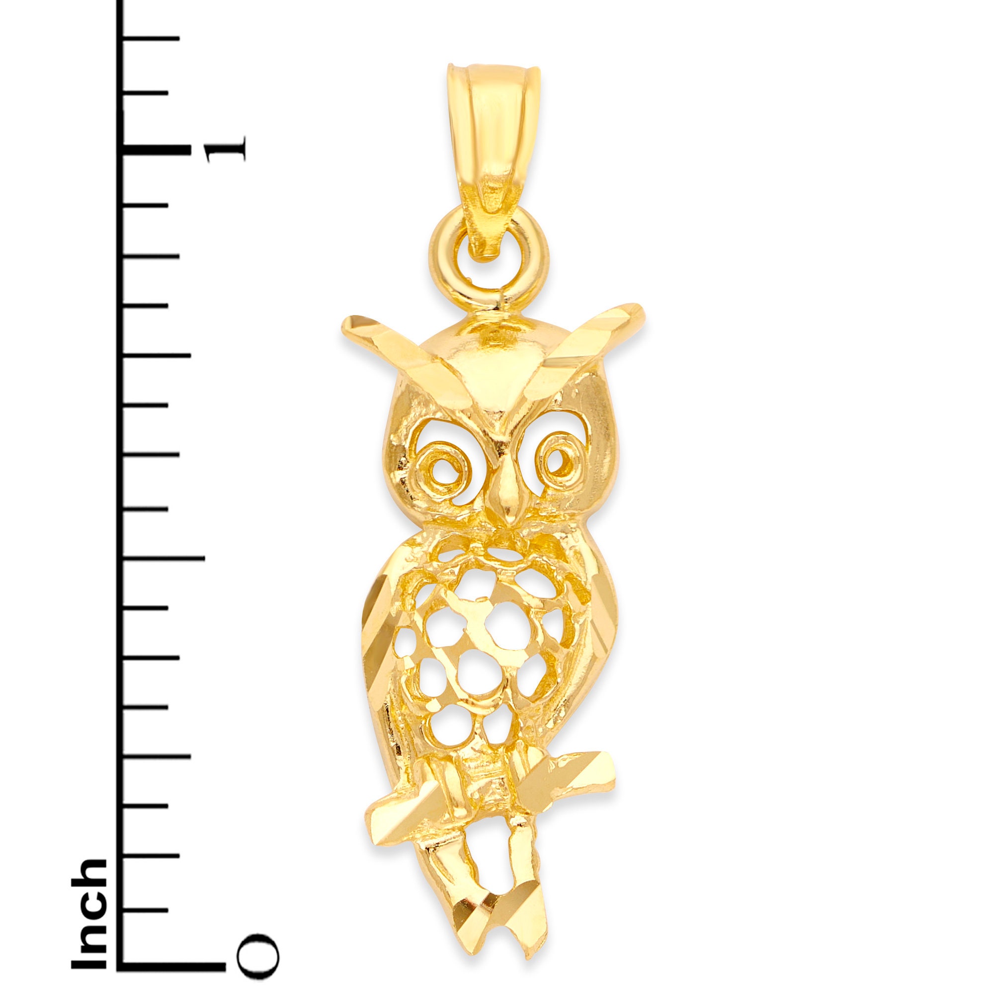 14k Real Solid Gold Owl Necklace With 