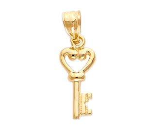 10k Yellow Gold Heart Key Necklace