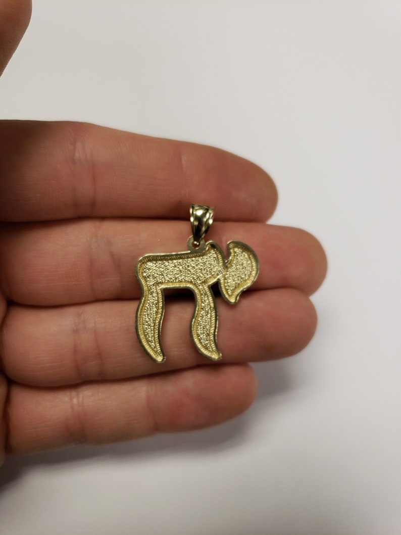 10k Black Rhodium Gold Chai Pendant Men Large Pendant Jewish Jewelry Chai Jewelry Gift for Him Religious Jewelry with Diamond Cut Finish