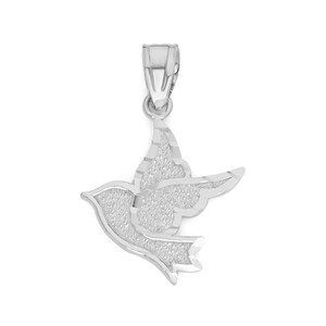 Sterling Silber Taube Halskette: Diamond Cut Heiliger Geist Anhänger