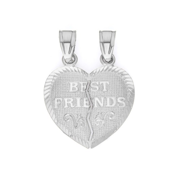 Collier meilleure amie en argent sterling 925 pour 2, collier meilleur ami, collier coeur, bijoux meilleur ami, cadeau relation longue distance