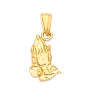 14k Solid Gold Prayer Hands Anhänger: Religiöser Schmuck