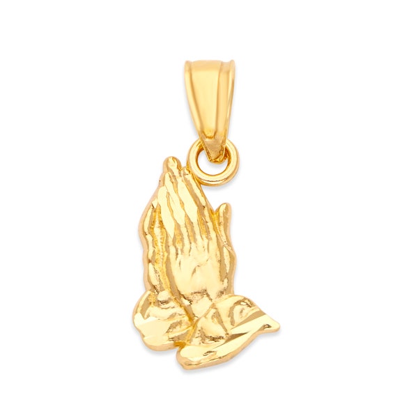 14k Solid Gold The Prayer Hands Necklace Solid Gold Praying Hands Jewelry Prayer Hands Pendant Baptism Gift Christian Gifts for Her